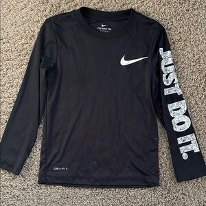 Nike Kids Black Long Sleeve Tee with White Swoosh